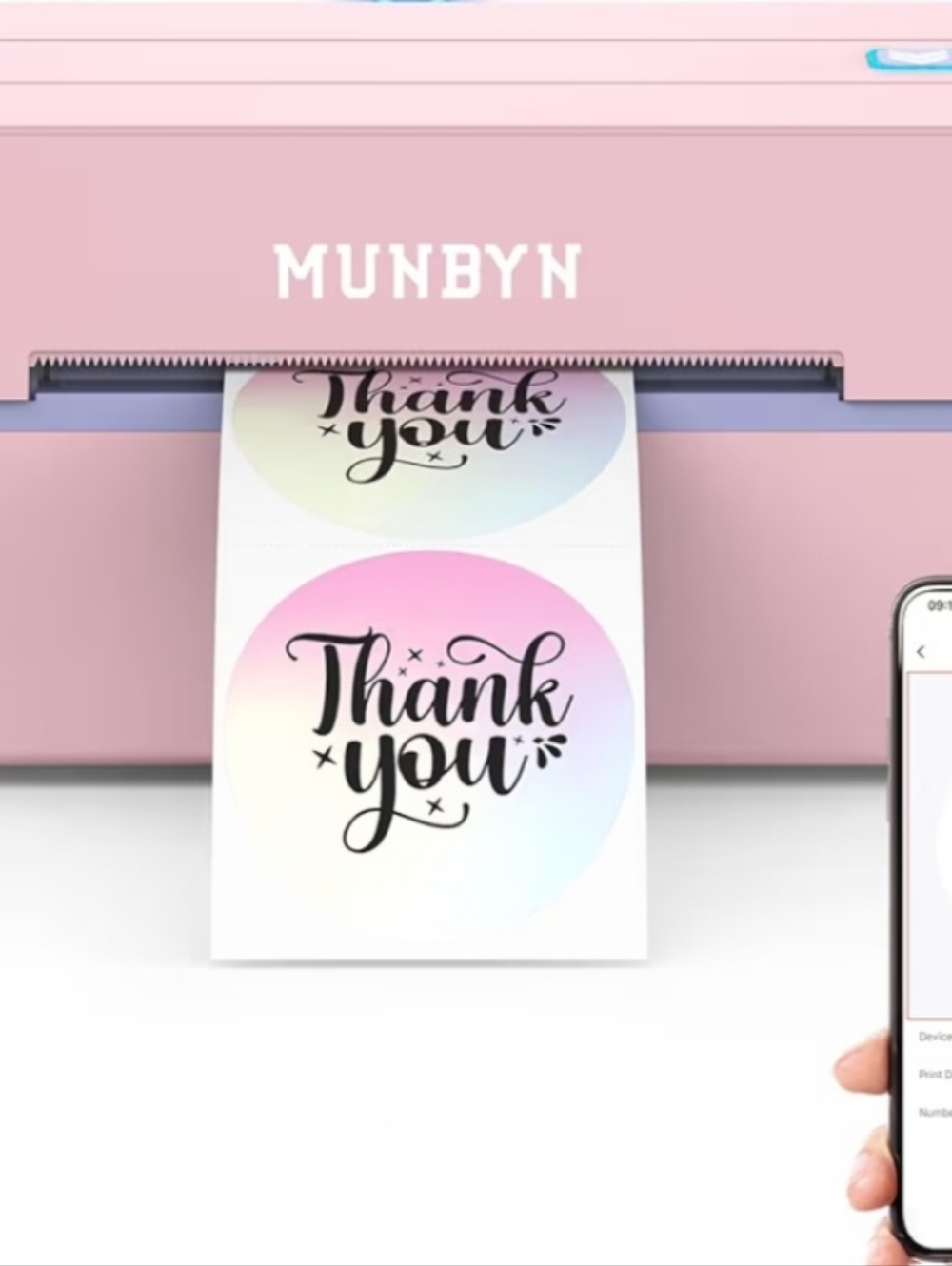 MUNBYN Thermal Label Printer, Pink,  Standard, New In Box